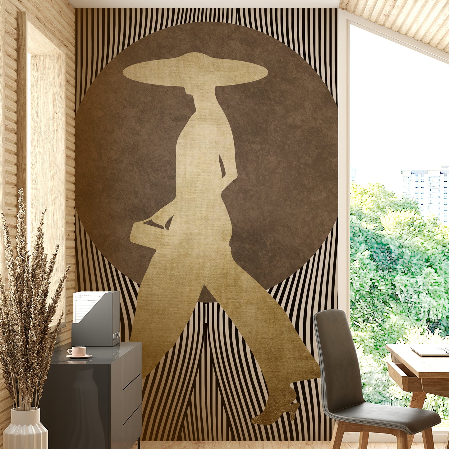 A striking and sophisticated wall mural.
