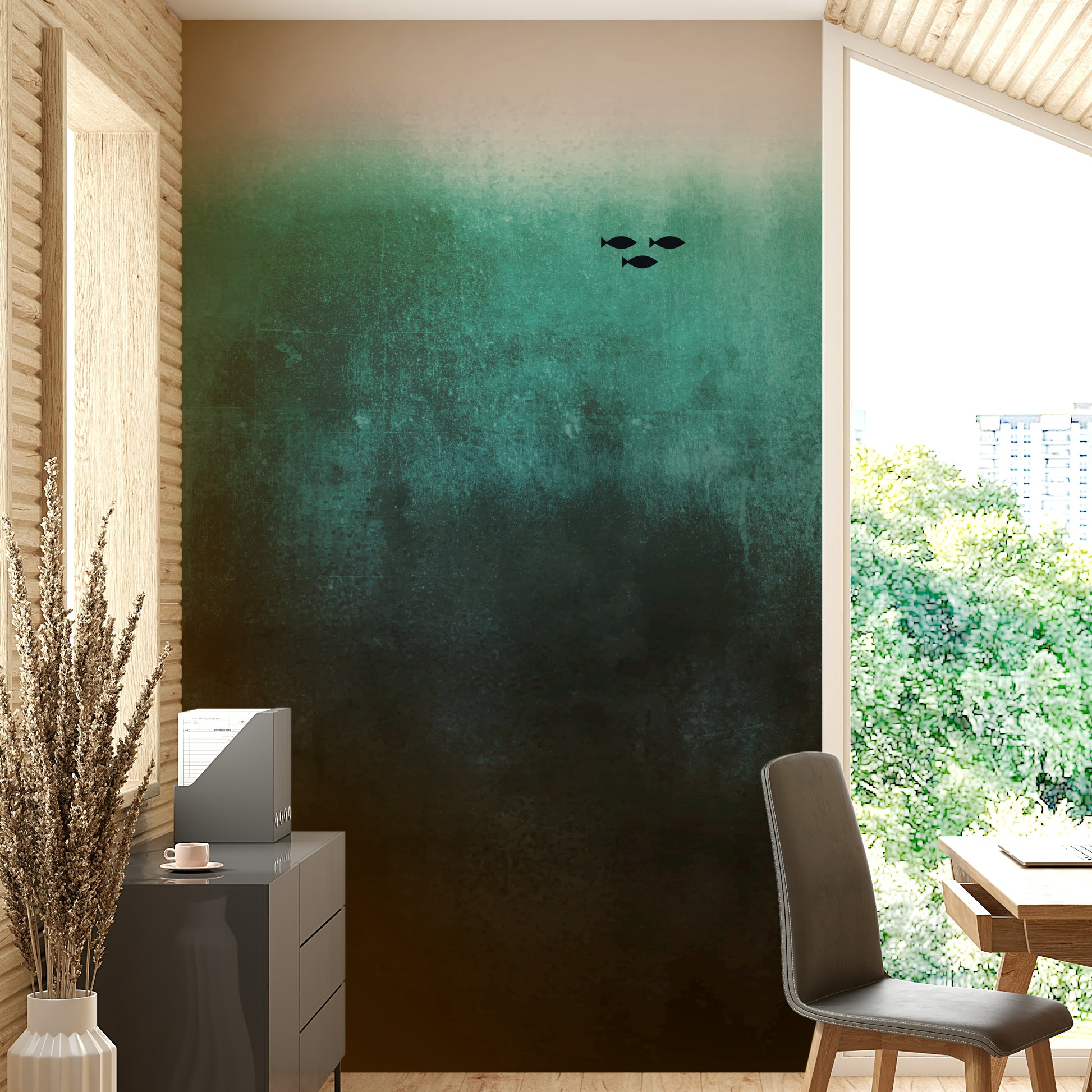 The mural covers a significant wall area.
