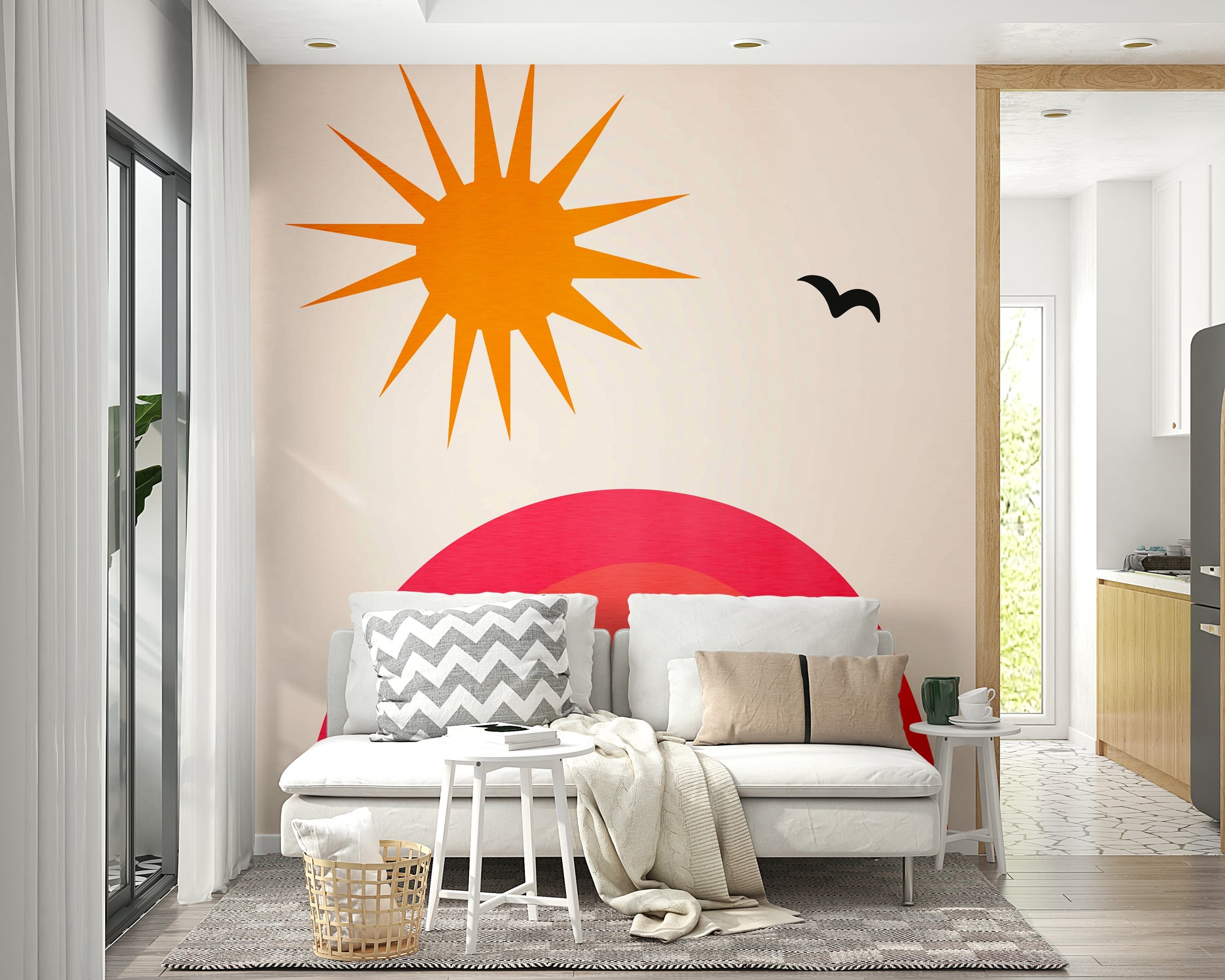 The mural covers a significant wall area.
