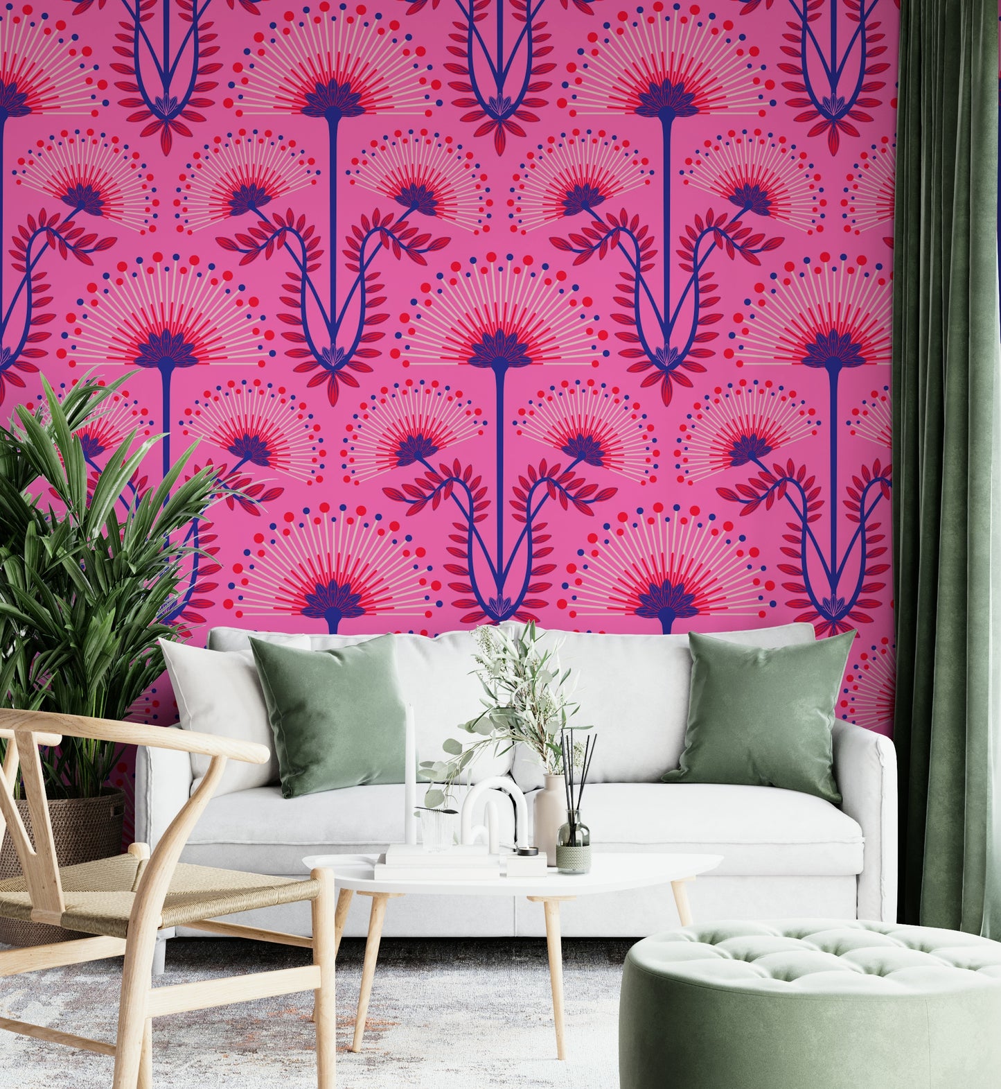 A luxurious and intricate floral wallpaper pattern.
