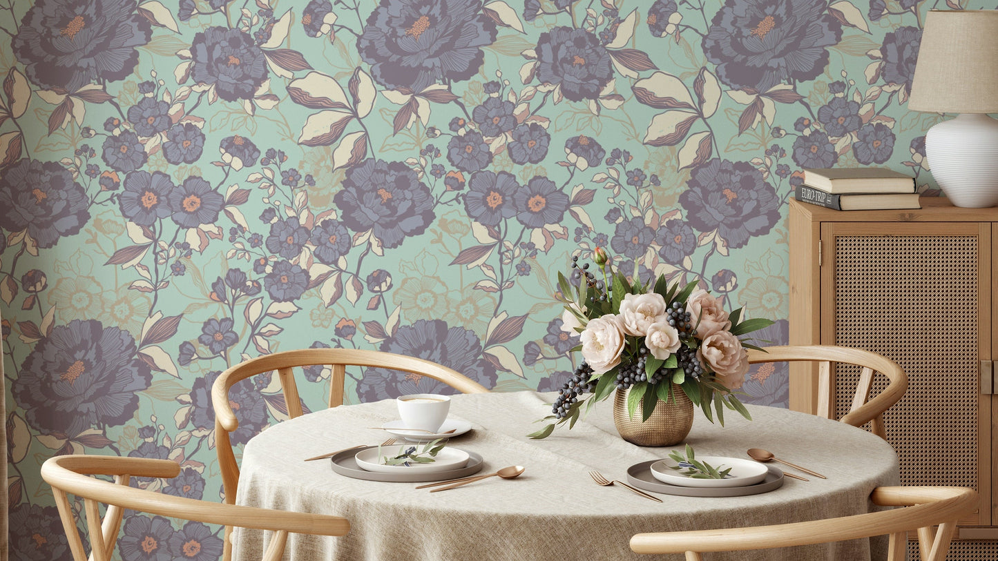 Serene Floral Etch Wallpaper.

