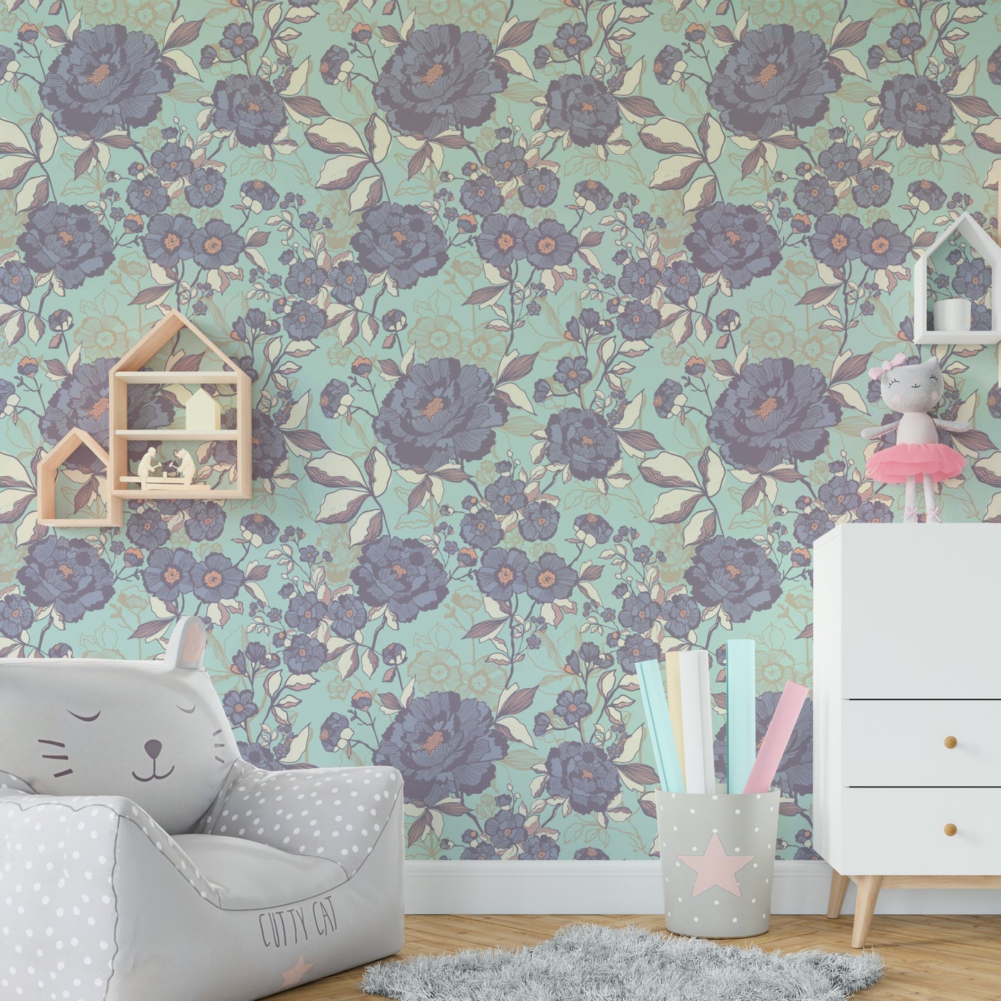 Full view of the seamless mural on a wall.

