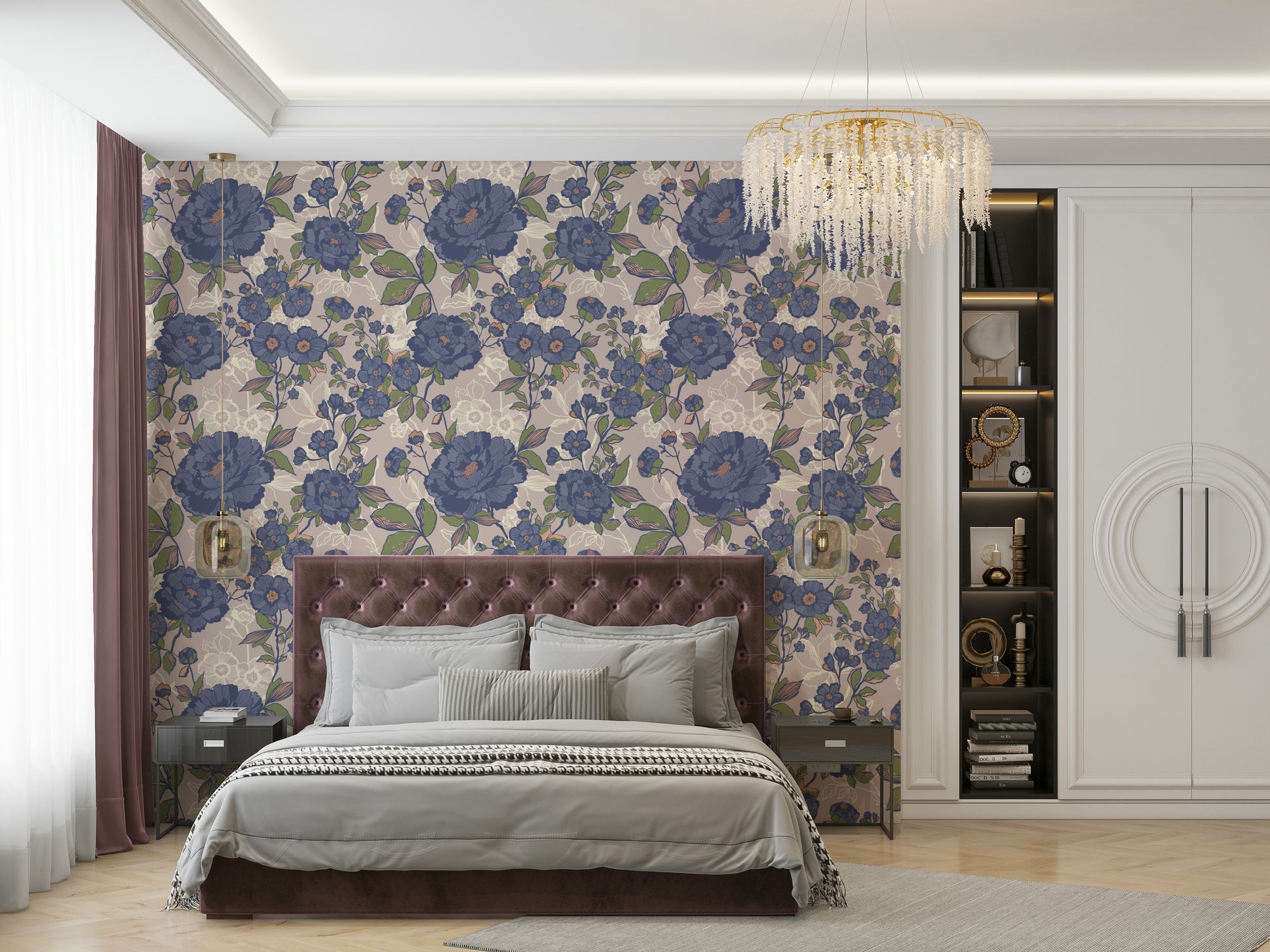 Vintage Bloom mural for a living room.

