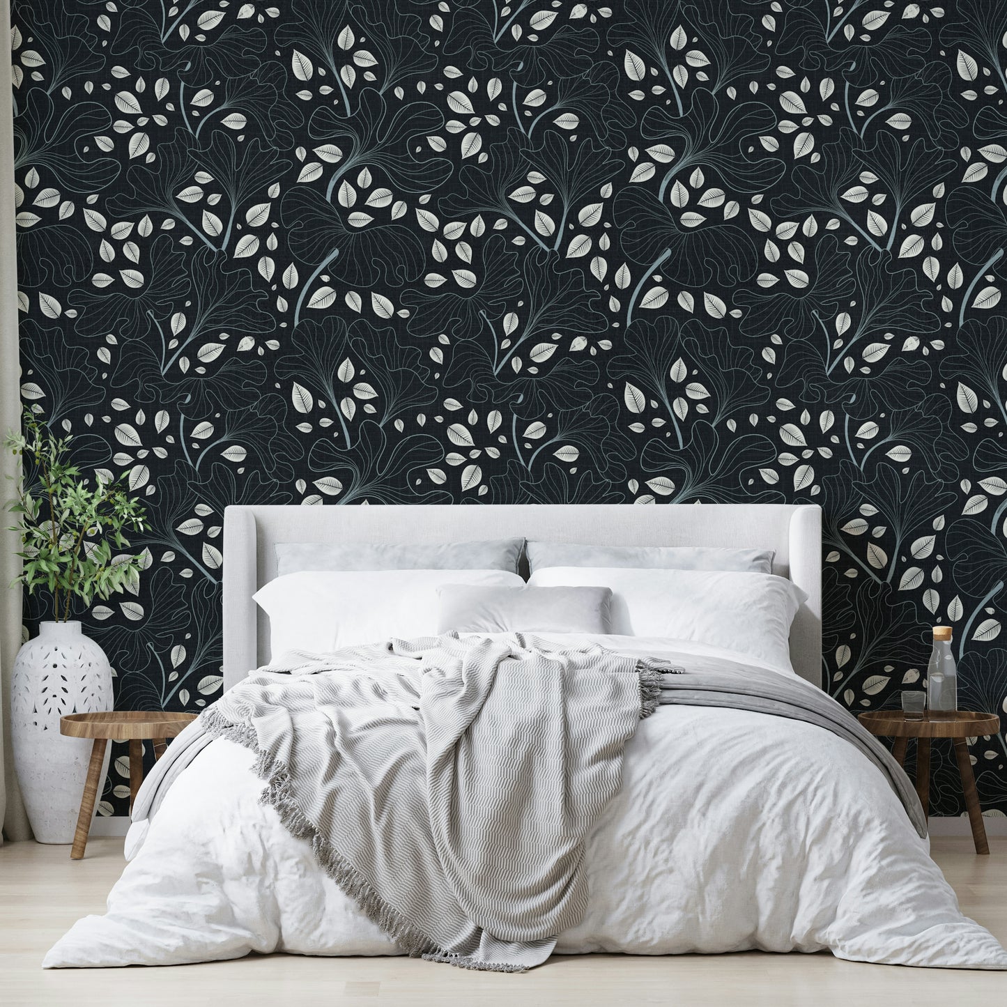 Timeless Ginkgo Garden mural for a living room.

