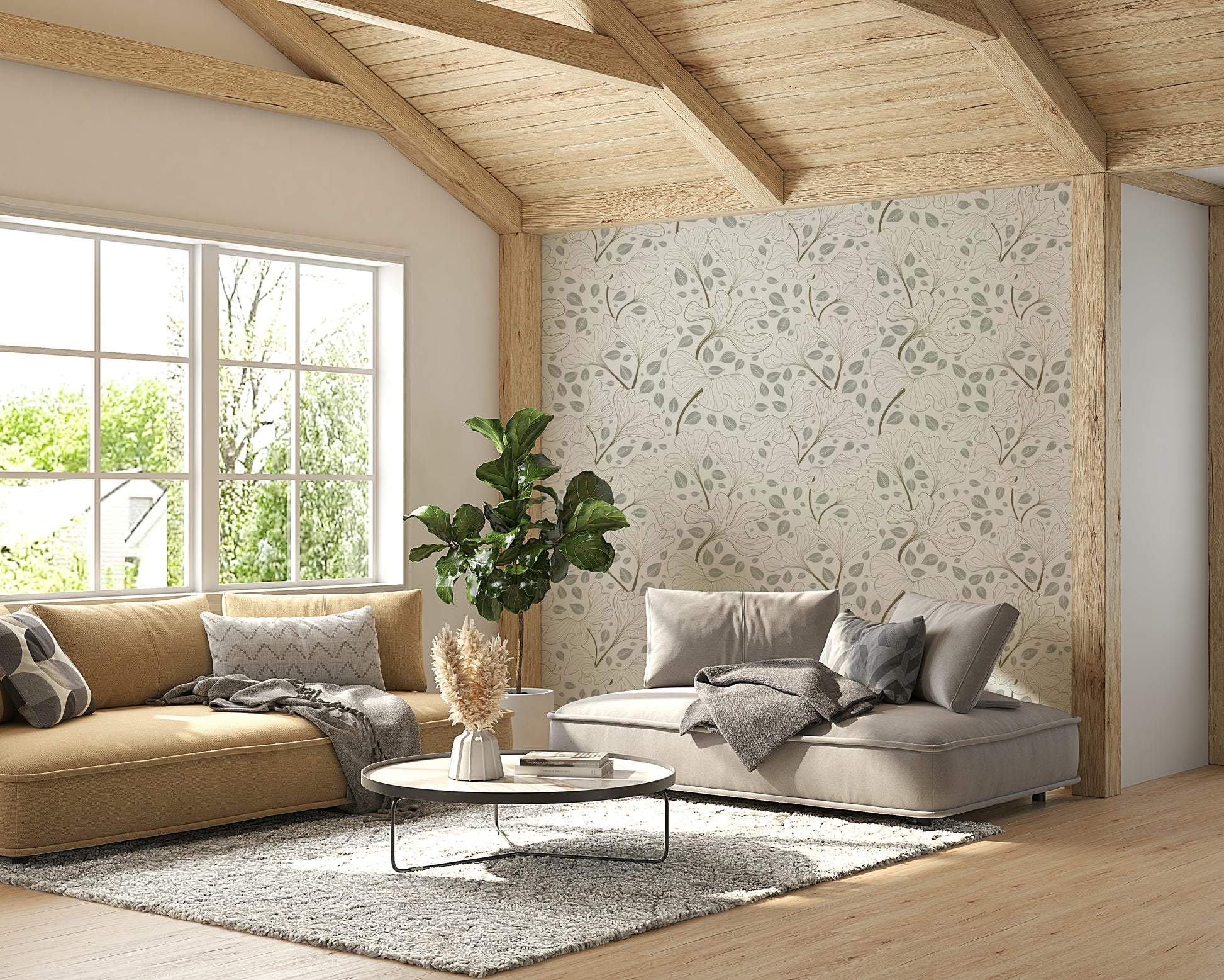 Wallpaper with a subtle natural design.

