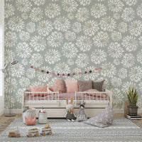 Wallpaper with a subtle floral design.

