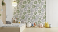 Wallpaper with a subtle floral design.

