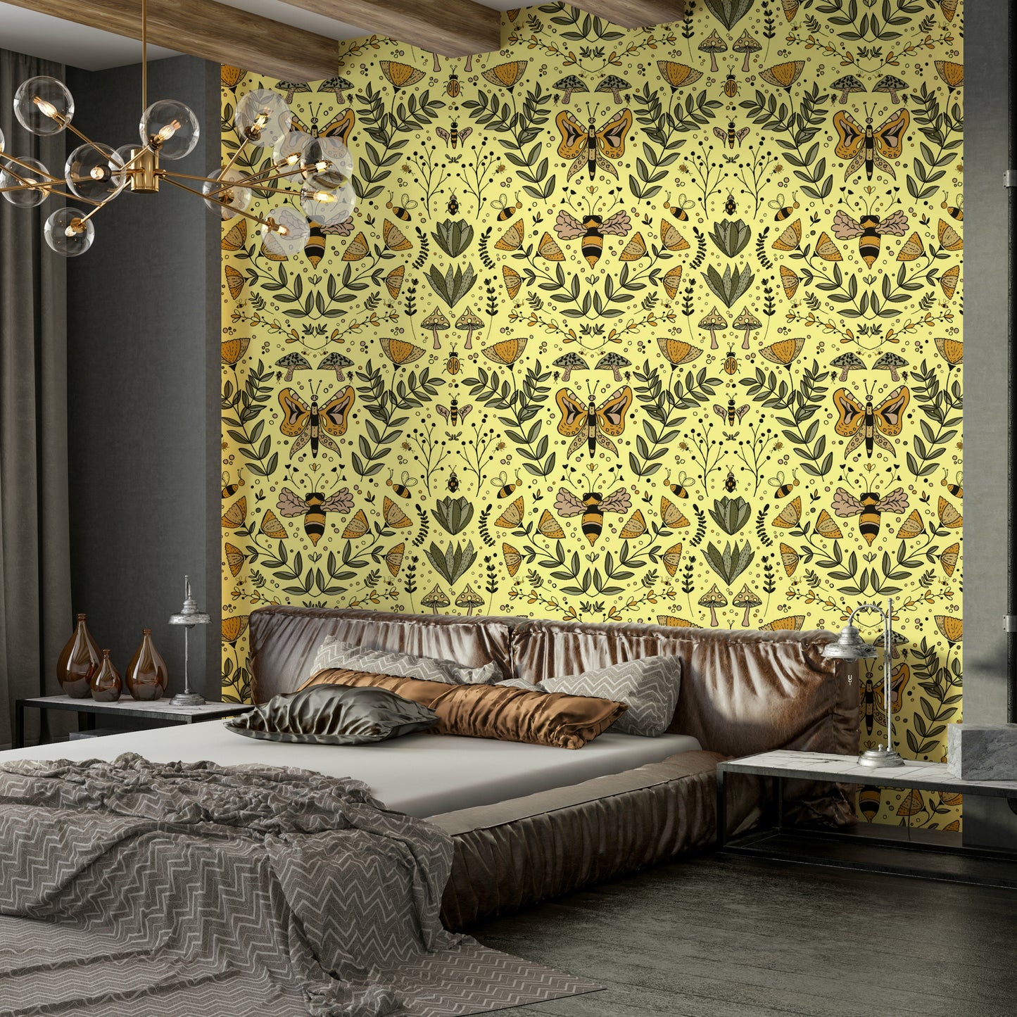 Wallpaper with a whimsical, hand-drawn design.

