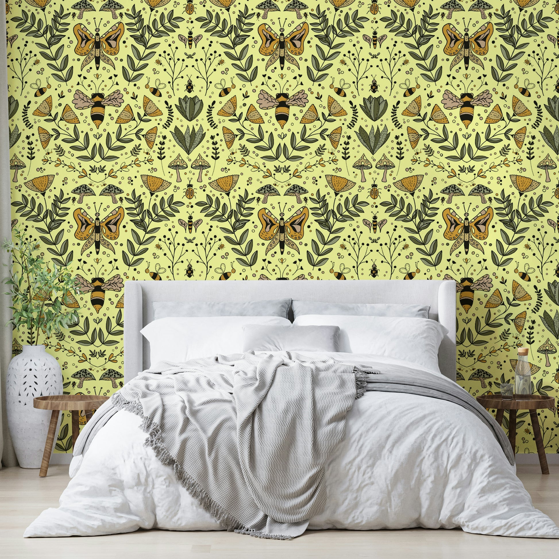 Bees, Butterflies, and Flowers mural for a child's room.

