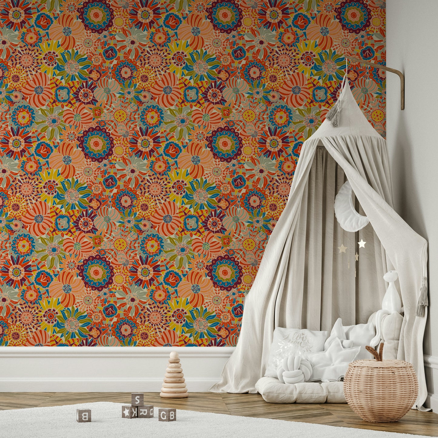 Full view of the mural on a wall.

