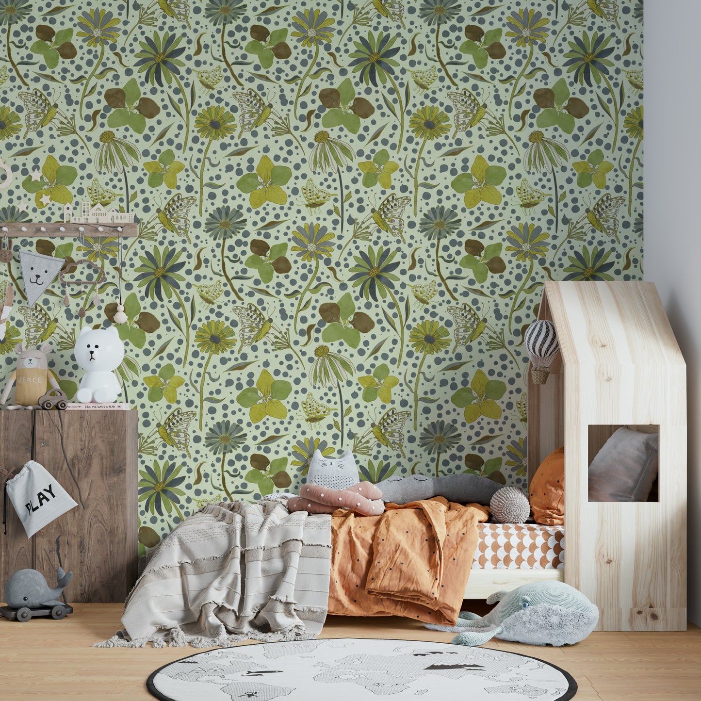 Secret Butterfly Garden Green Wallpaper.

