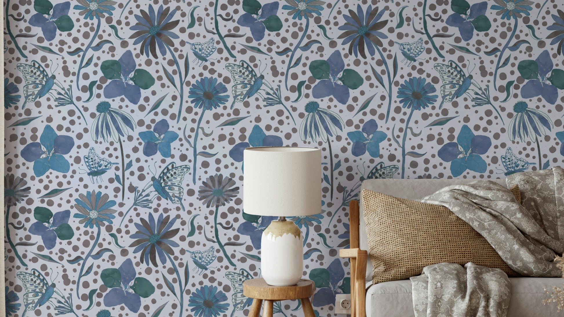 soft blue background with delicate flowers

