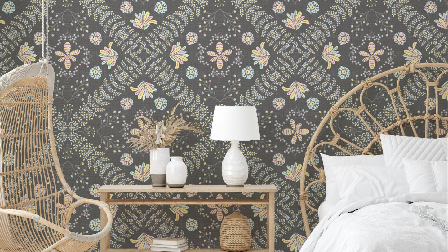 vintage style floral wallpaper

