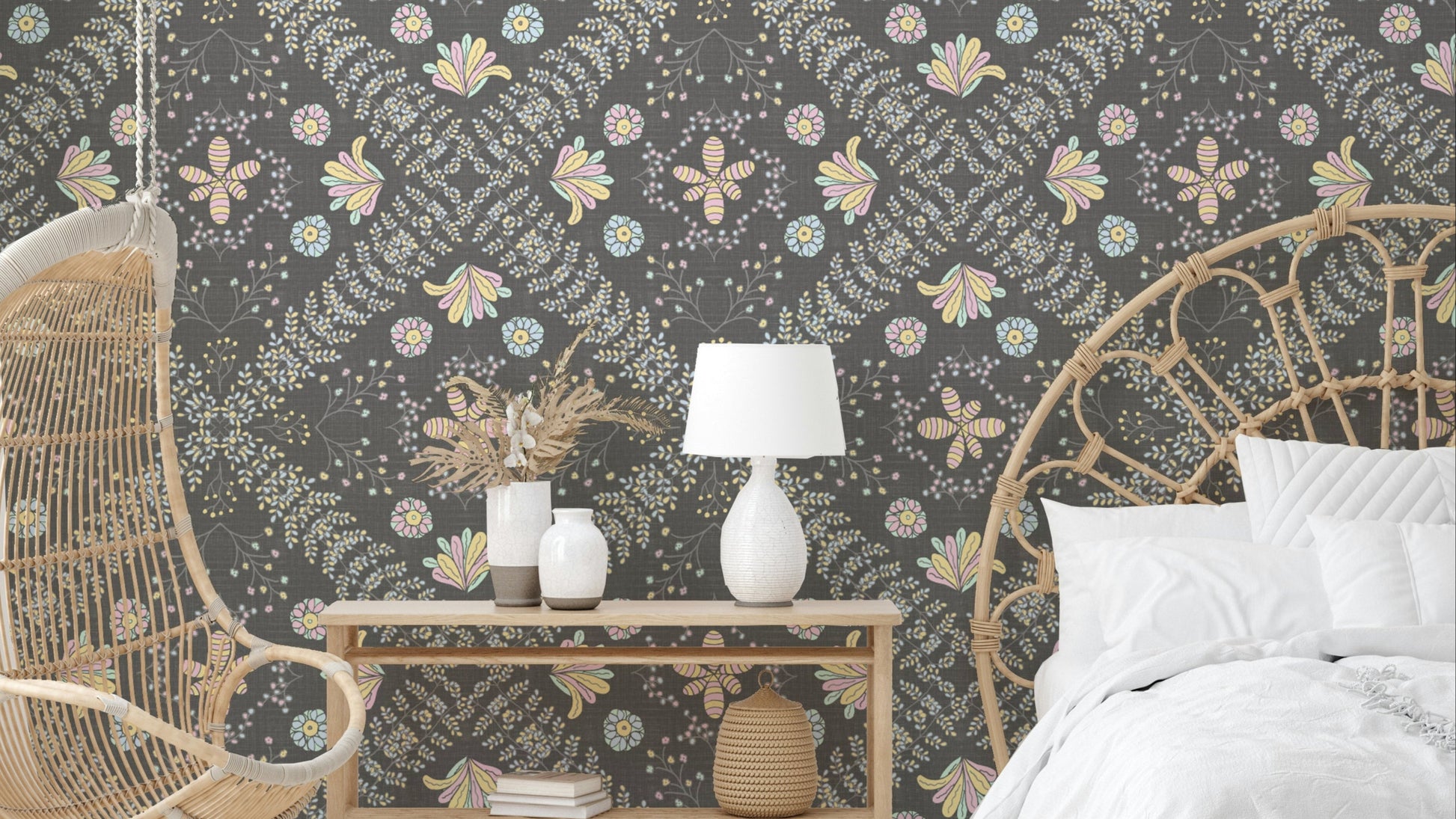 vintage style floral wallpaper

