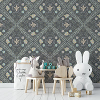 delicate botanical pattern on a gray background

