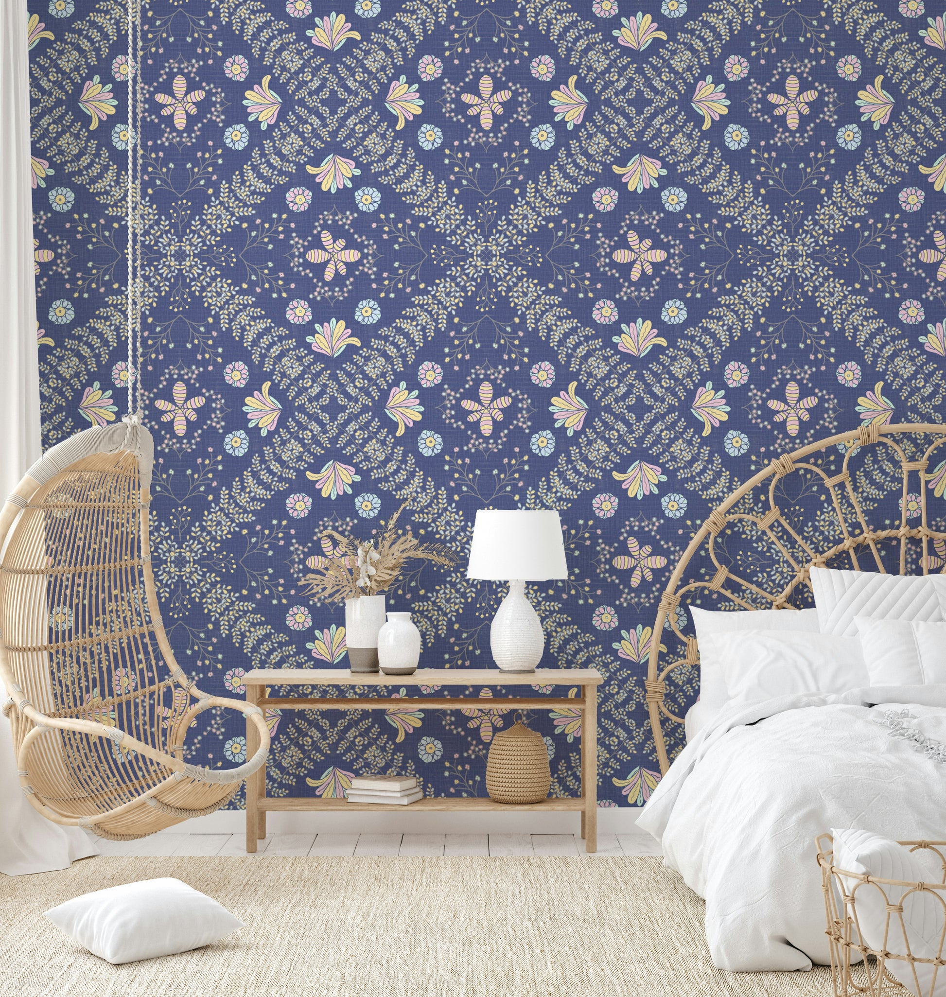 symmetrical floral tapestry design


