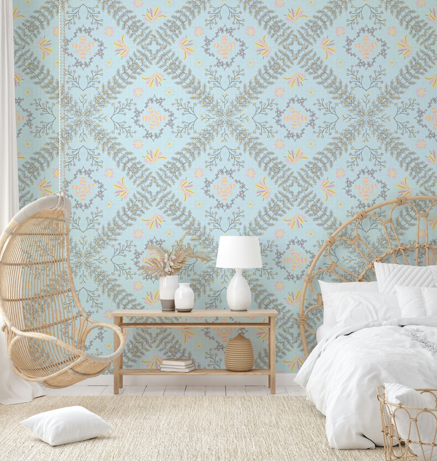symmetrical floral tapestry design

