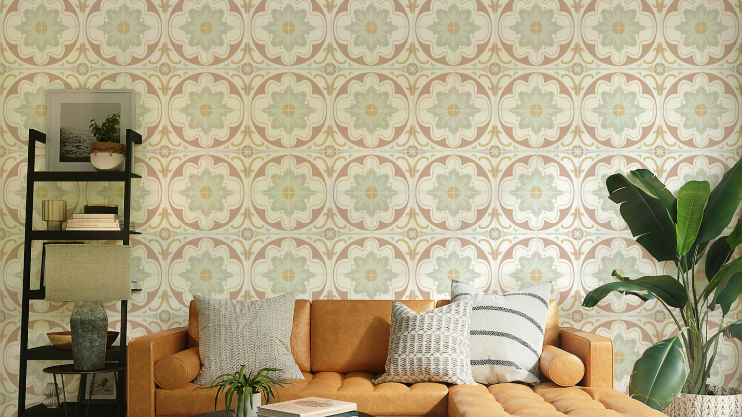aged cement tile backsplashes powder wallpaper

