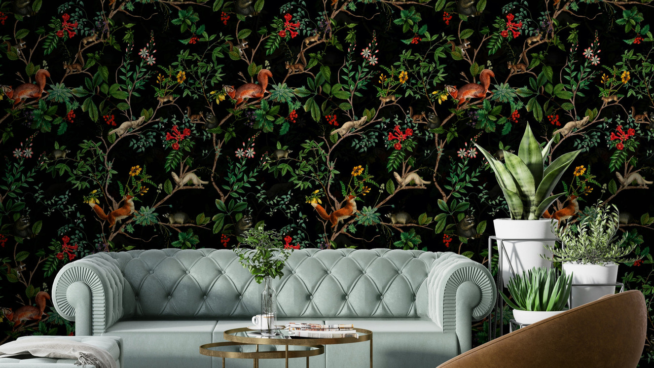 vintage style forest wallpaper

