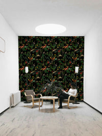 deep blue and green trees on a wall

