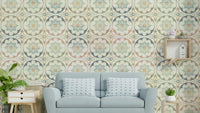 aged cement tile backsplashes mixed colors wallpaper

