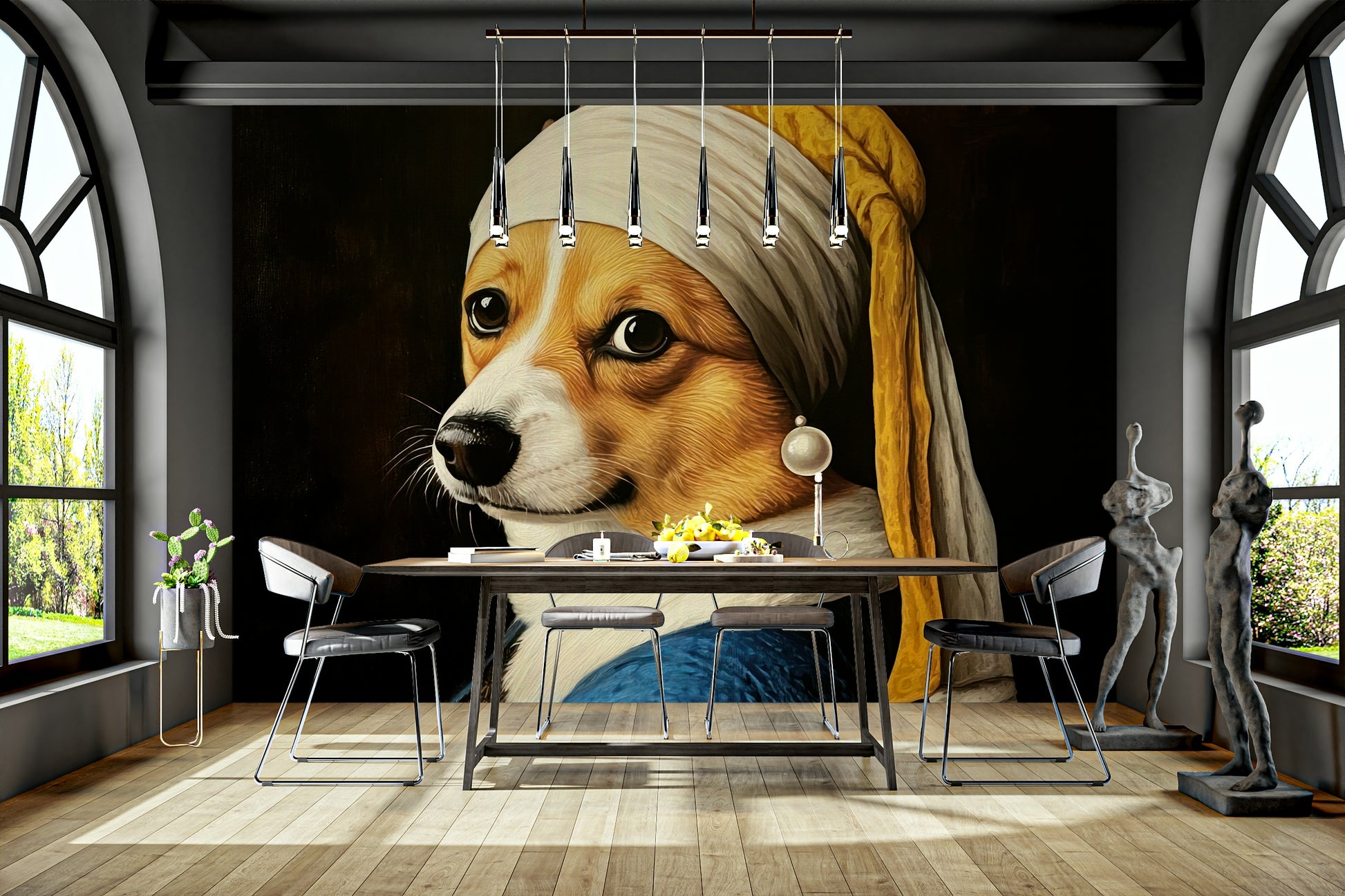 artistic portrait of a corgi

