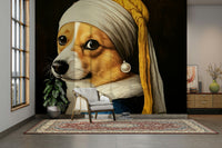 corgi dressed in a blue robe

