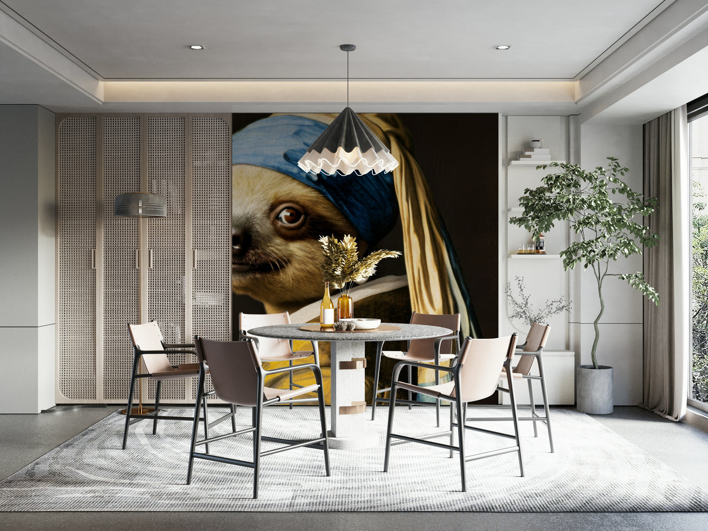 whimsical sloth in classic painting pose

