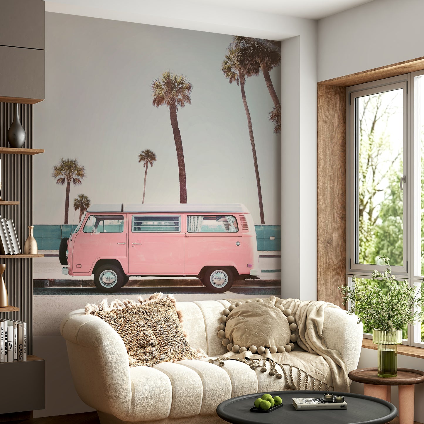 pink van wall mural

