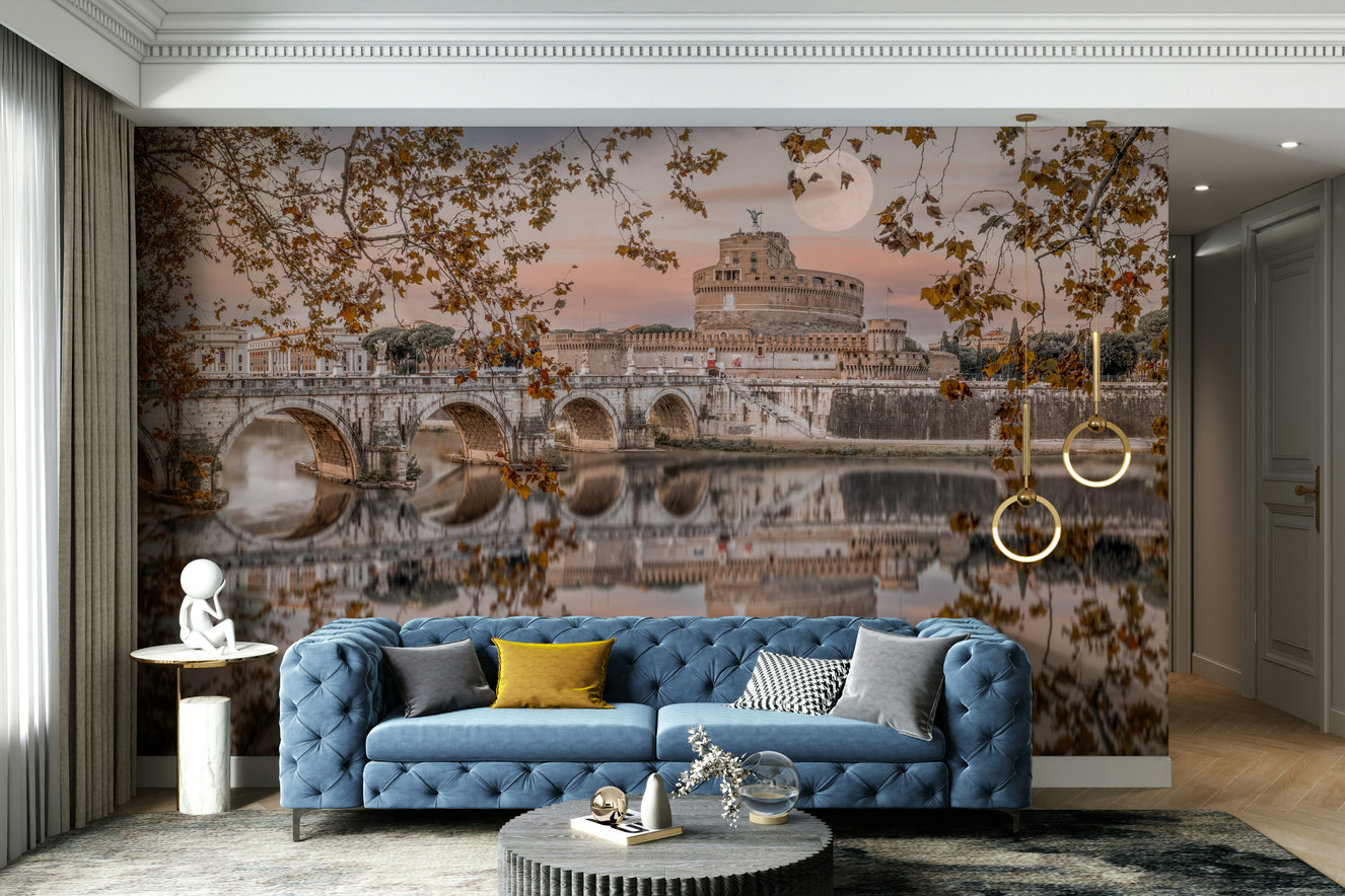 A wall mural of St Angelo Castle in Rome.

