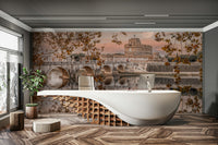 The mural gives a feeling of being in a classic European city.

