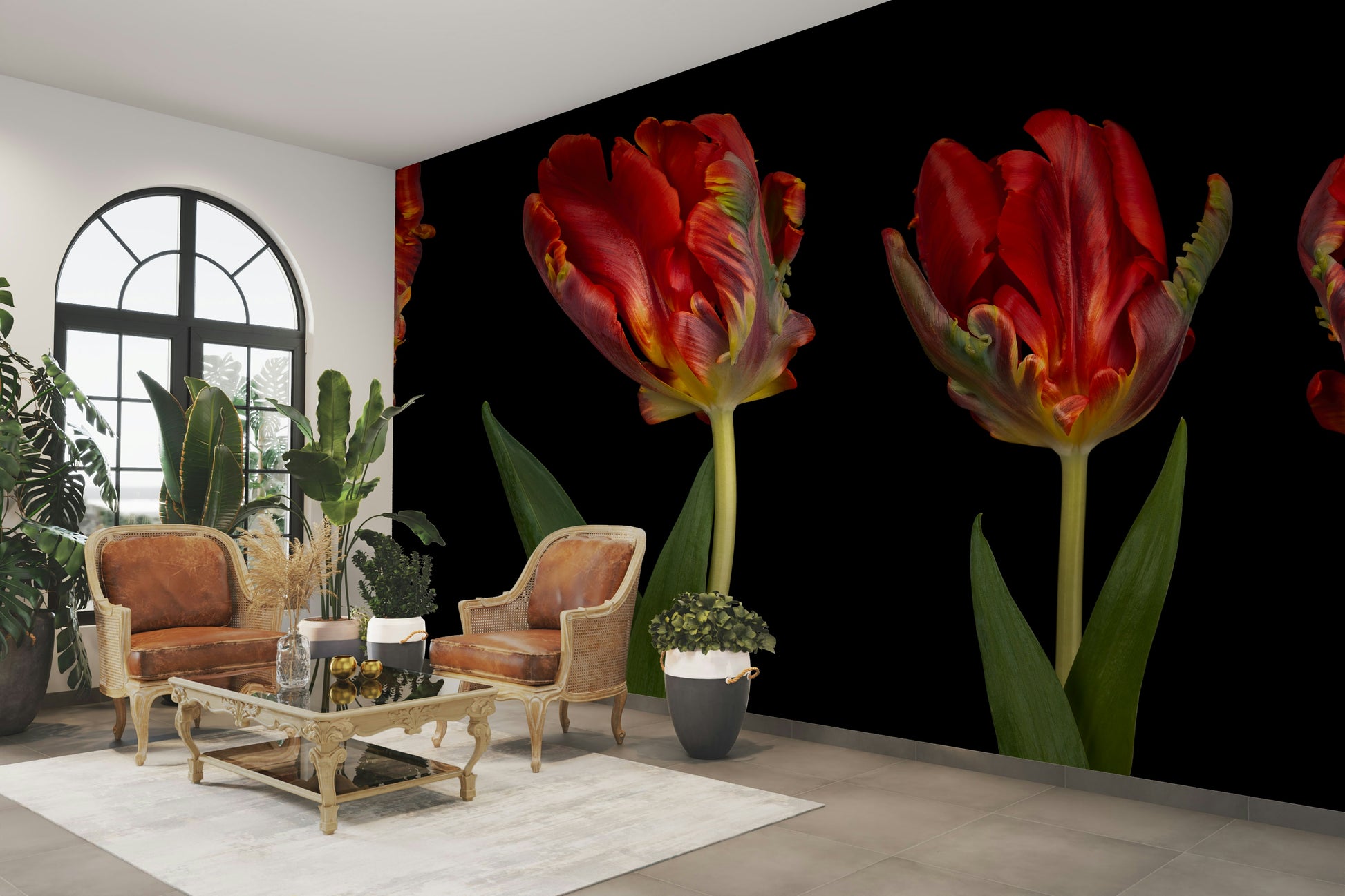 The colors are vibrant red and green.

