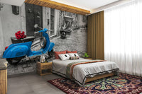 The composition is a close-up of the scooter.

