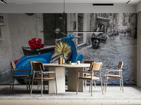 The scooter is a classic vintage style.

