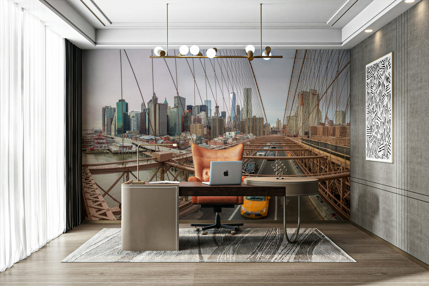 The print captures fine details of the buildings and the distant city landscape.

