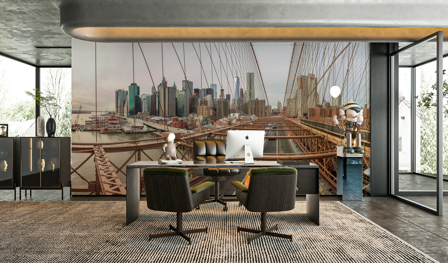 A large-scale cityscape photography print.

