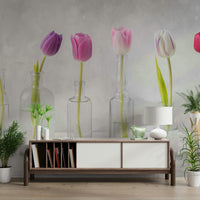 The wallpaper is applied seamlessly, making the view feel realistic.

