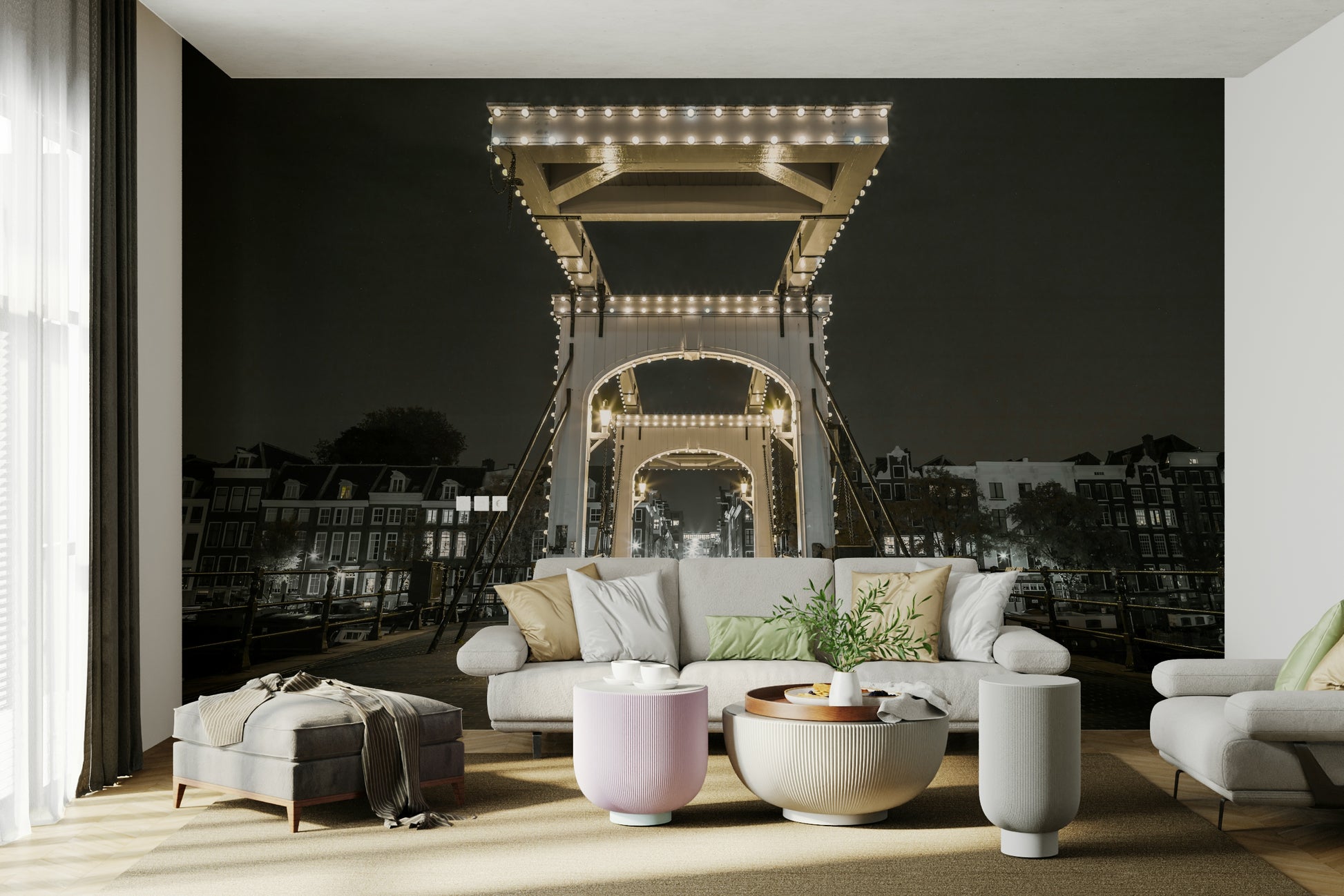 The room feels elegant and dramatic due to the classic photography.

