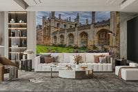 The wall mural is installed on a home office feature wall.

