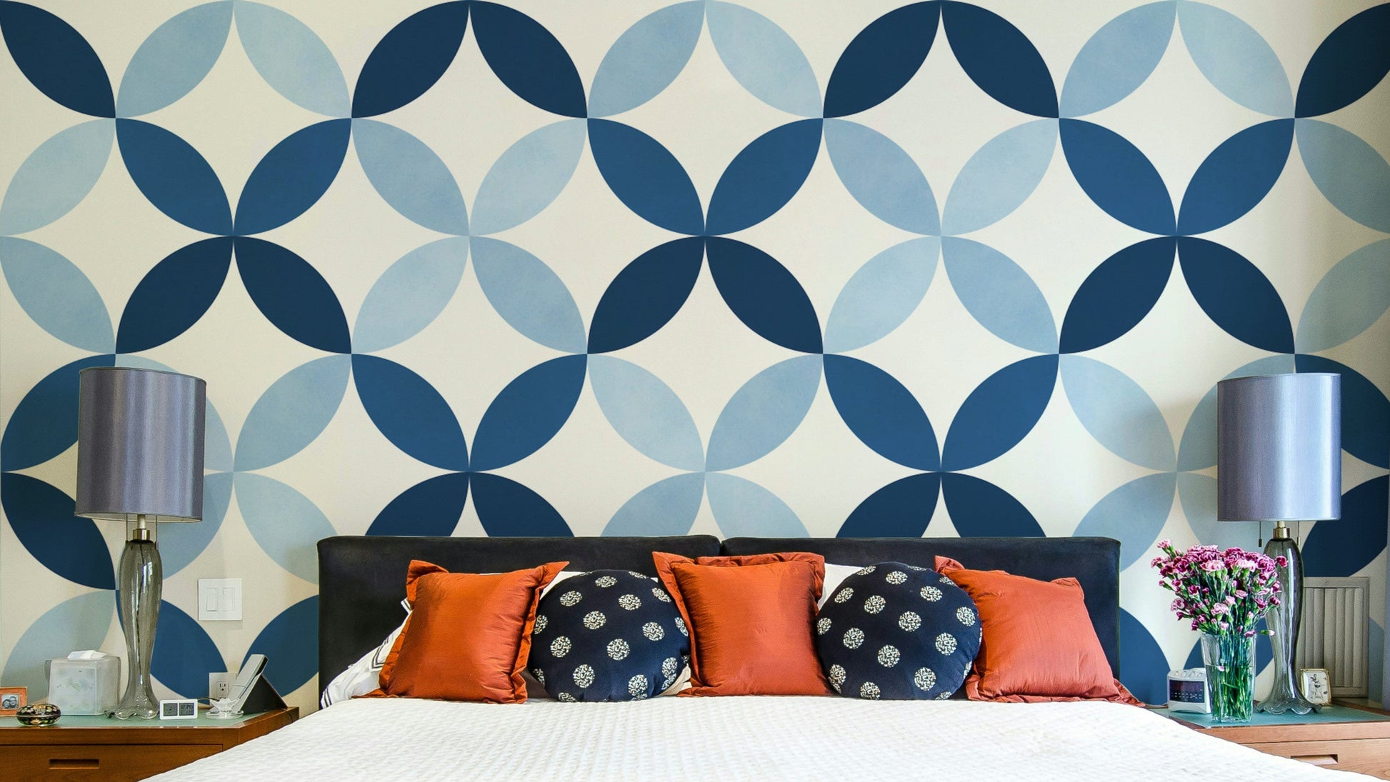 The colors are deep, rich sapphire blue tones.

