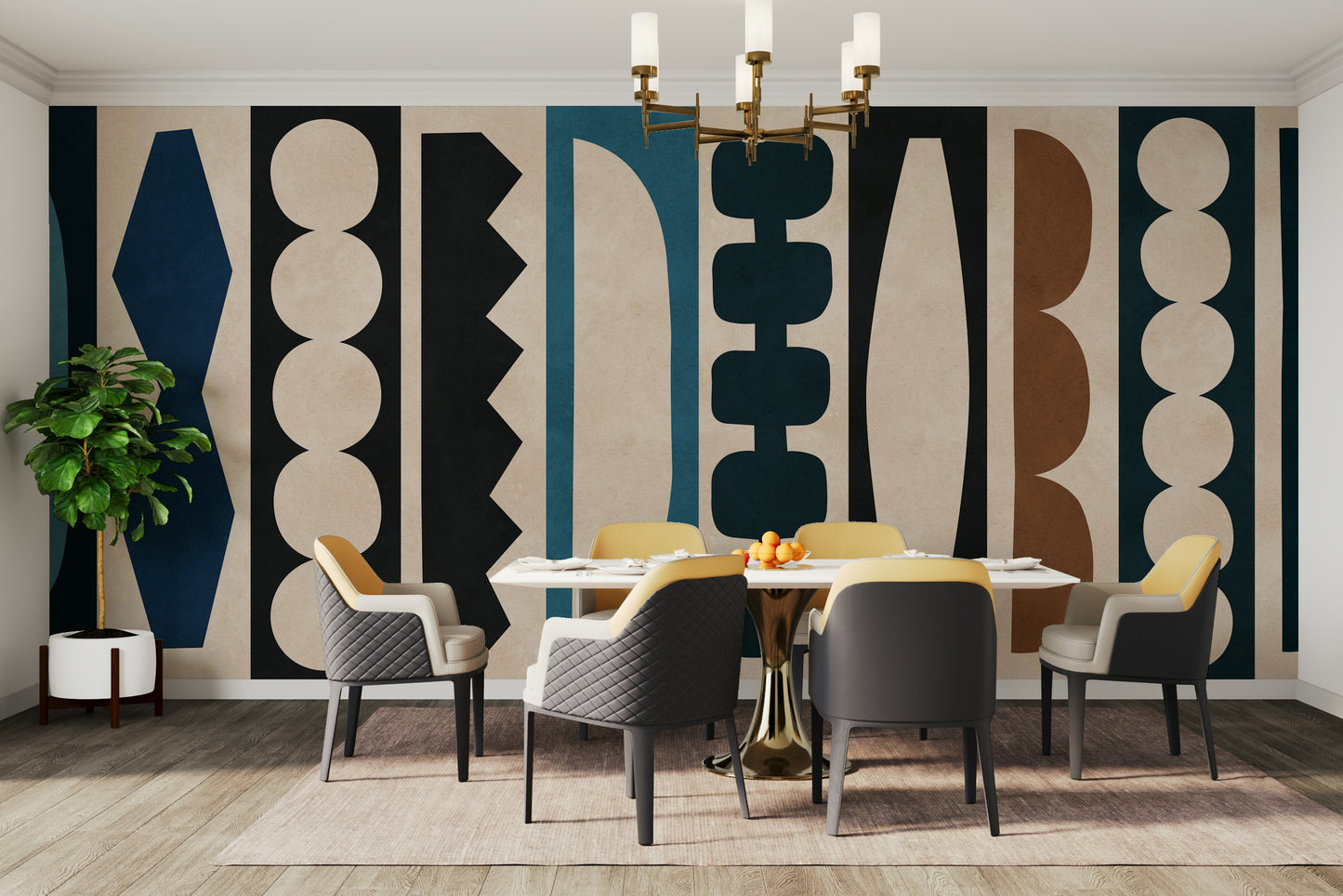 The high-resolution print captures fine details of the lines and color blocking.

