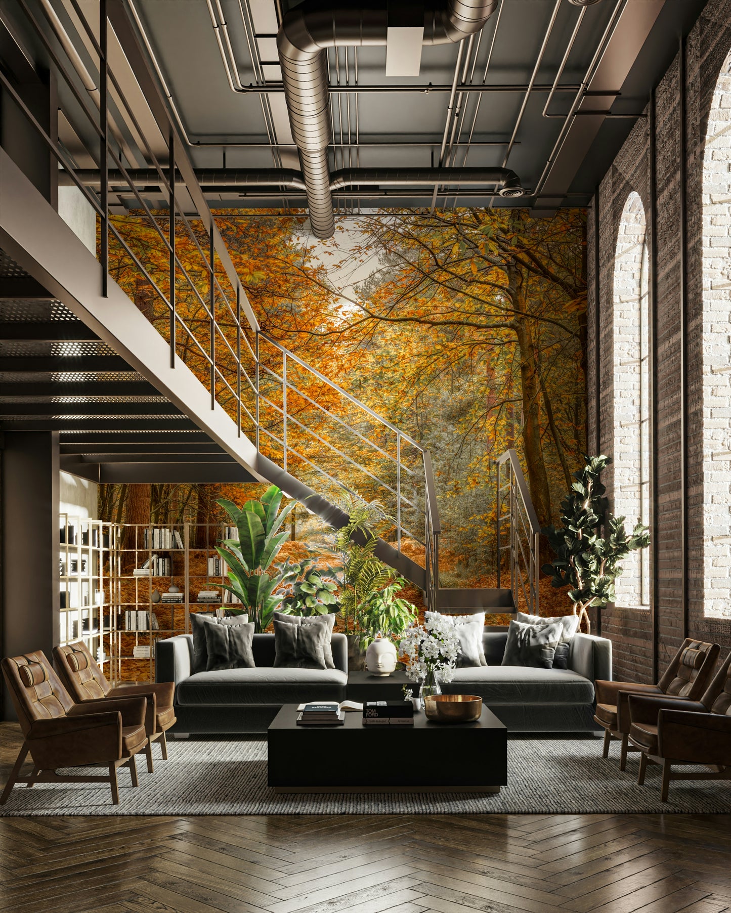 The room feels calm and inviting due to the beautiful scene.

