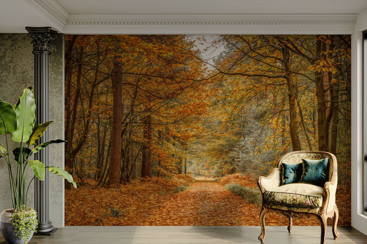 The scene has a peaceful and tranquil, almost magical feel.

