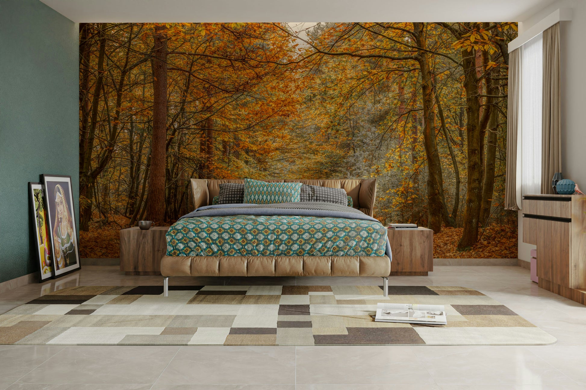 A close-up view of the detailed leaves and sunlit path.

