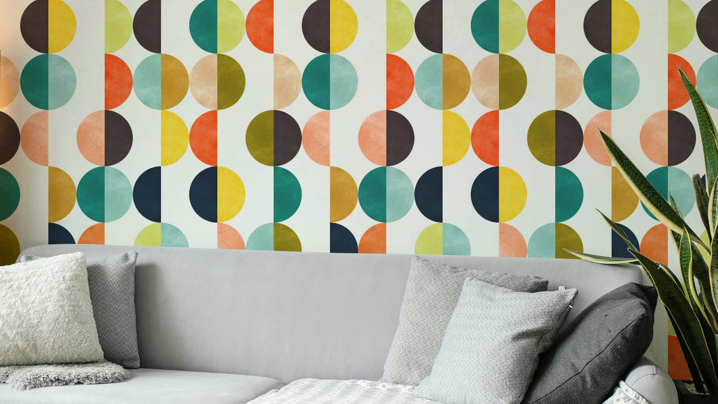 The colors are a classic retro palette, including oranges, yellows, and browns.

