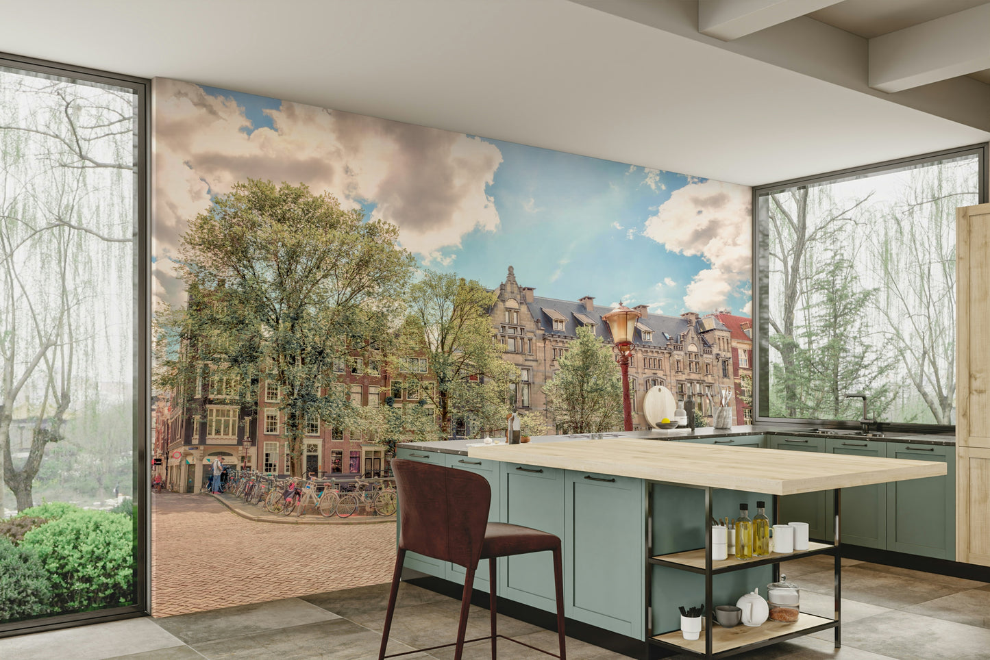 The street is made of cobblestones.

