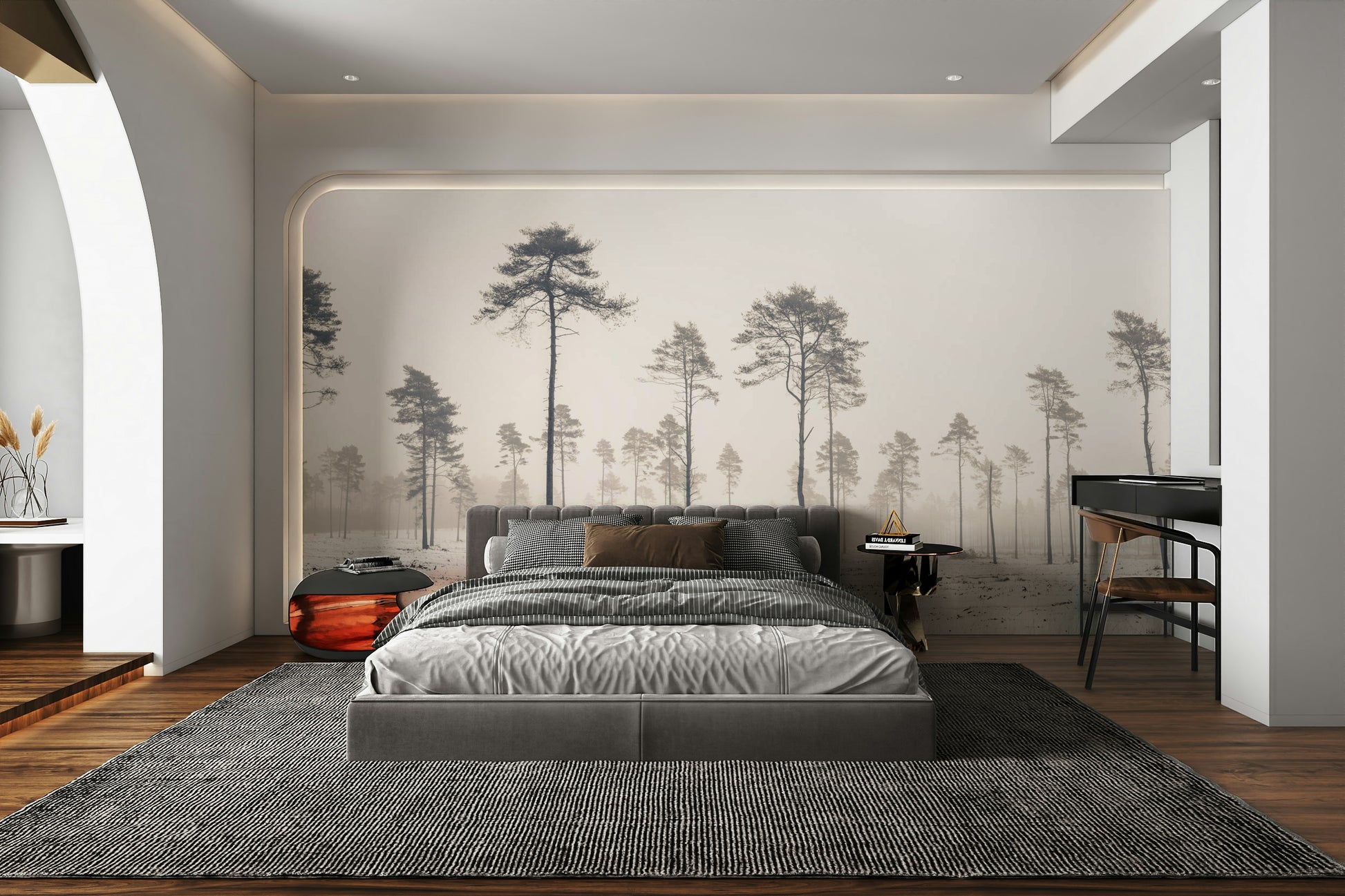 The colors are cool tones of white, gray, and light blue.

