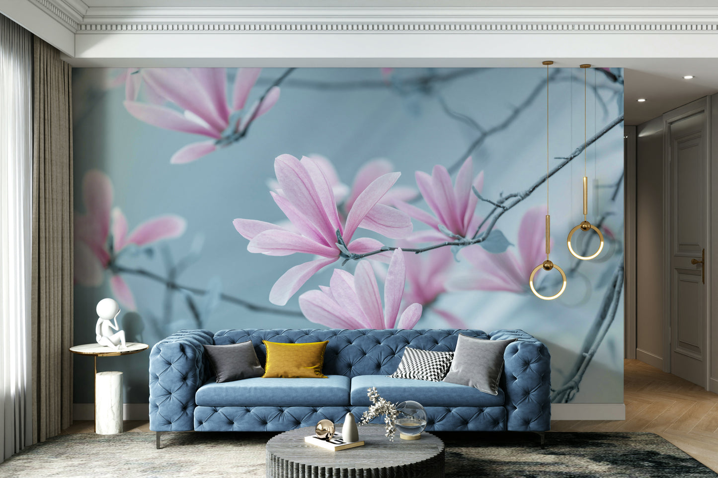 The mural gives a feeling of quiet, natural beauty.

