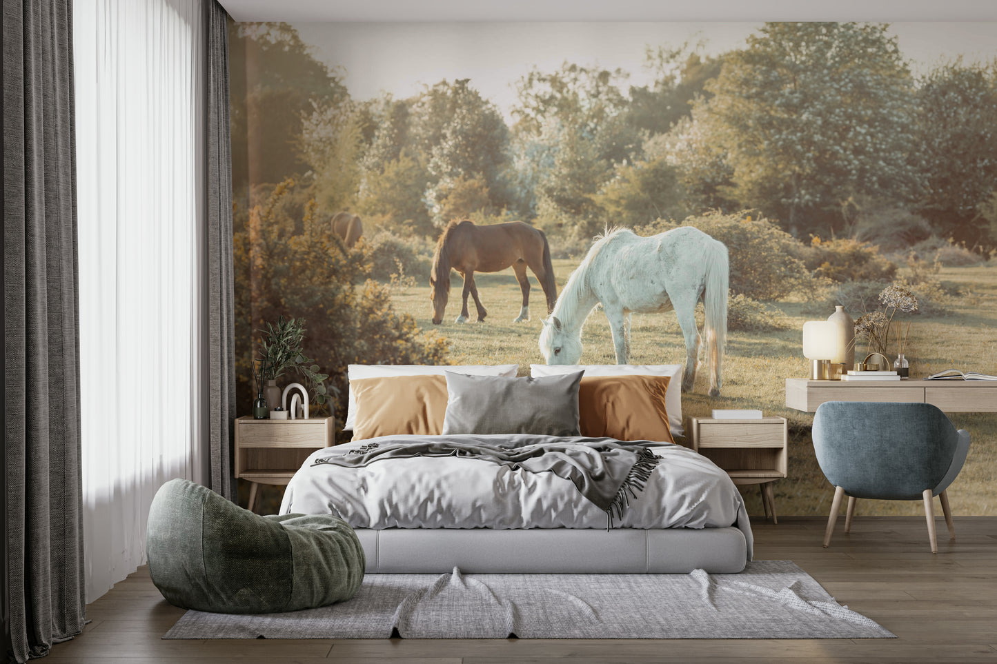 They are in a grassy field under soft sunlight.

