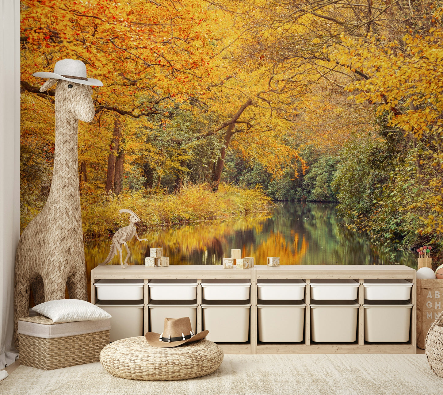 The stream flows gently through the scene.

